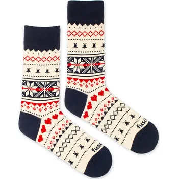 Dámské ponožky Fusakle Vánoční výšivka bílé M (39-42)