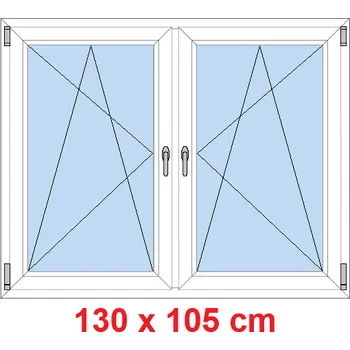 Okno Soft Dvoukřídlé plastové okno 130x105 cm, OS+OS, se sloupkem