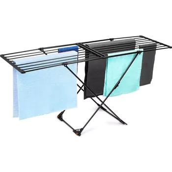 Sušák na prádlo Rozkládací kovový sušák na prádlo XXL 110–189 cm černý