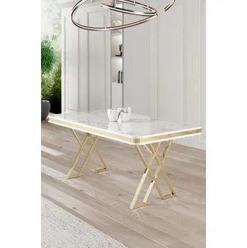 Jídelní stůl Jídelní stůl Vals - White Marble, Gold