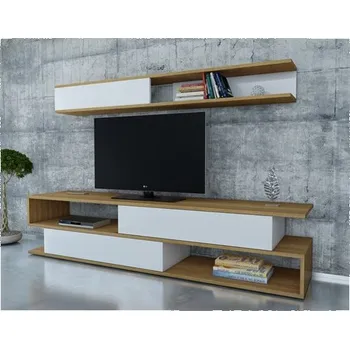 Televizní stolek TV stěna / Sestava pod TV Sims - Teak, White