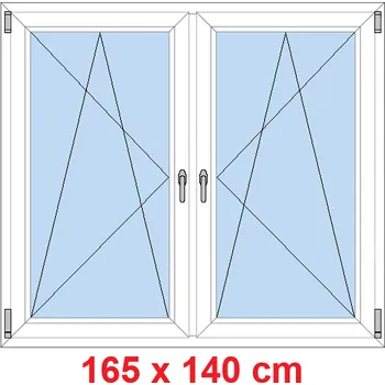 Okno Soft Dvoukřídlé plastové okno 165x140 cm, OS+OS, se sloupkem