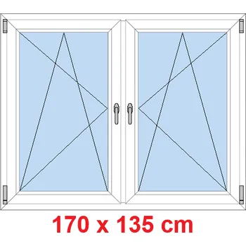 Okno Soft Dvoukřídlé plastové okno 170x135 cm, OS+OS, se sloupkem
