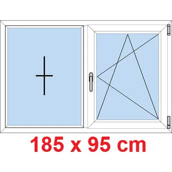 Okno Soft Dvoukřídlé plastové okno 185x95 cm, FIX+OS
