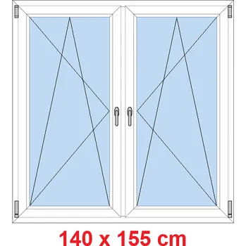 Okno Soft Dvoukřídlé plastové okno 140x155 cm, OS+OS, se sloupkem