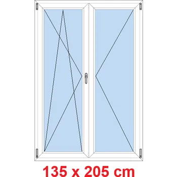 Okno Soft Dvoukřídlé balkonové dveře 135x205 cm, otevíravé a sklopné