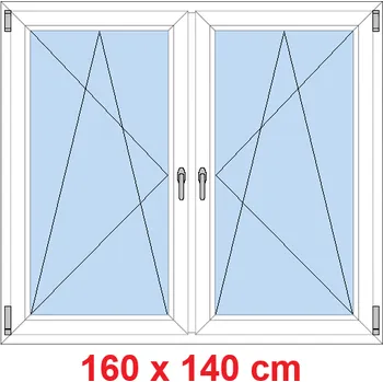 Okno Soft Dvoukřídlé plastové okno 160x140 cm, OS+OS, se sloupkem