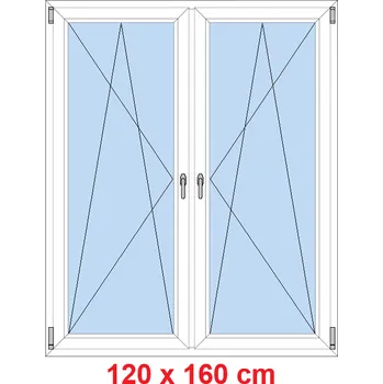 Okno SOFT 120x160 cm, OS+OS, se sloupkem Ořech/bílá
