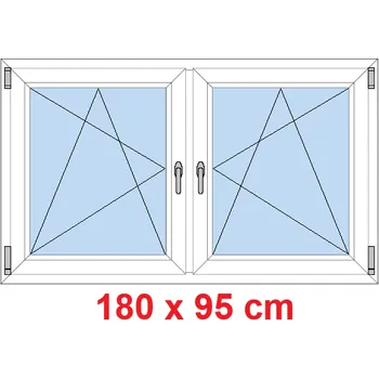 Okno Soft Dvoukřídlé plastové okno 180x95 cm, OS+OS, se sloupkem