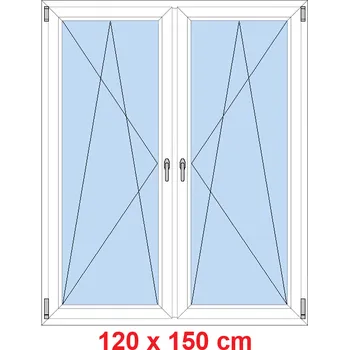Okno Soft Dvoukřídlé plastové okno 120x150 cm, OS+OS, se sloupkem