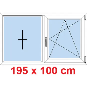Okno Soft Dvoukřídlé plastové okno 195x100 cm, FIX+OS