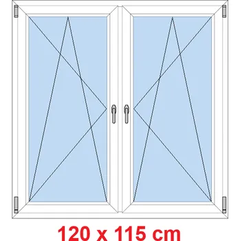 Okno Soft Dvoukřídlé plastové okno 120x115 cm, OS+OS, se sloupkem
