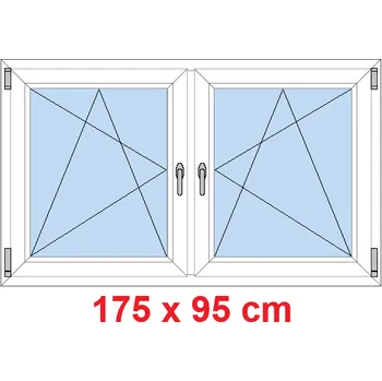 Okno Soft Dvoukřídlé plastové okno 175x95 cm, OS+OS, se sloupkem