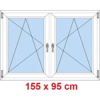 Okno Soft Dvoukřídlé plastové okno 155x95 cm, OS+OS, se sloupkem