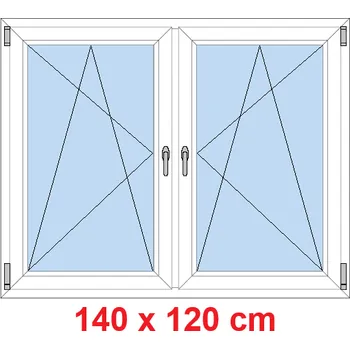 Okno Soft Dvoukřídlé plastové okno 140x120 cm, OS+OS, se sloupkem