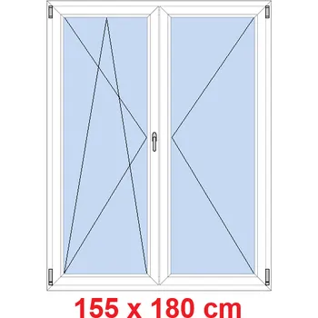 Okno Soft Dvoukřídlé balkonové dveře 155x180 cm, otevíravé a sklopné