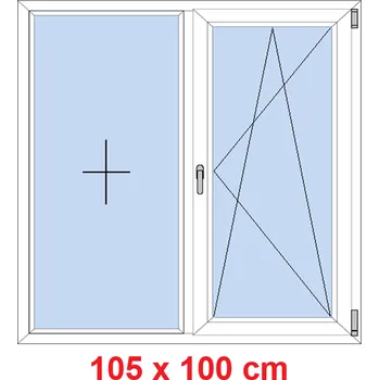 Okno Soft Dvoukřídlé plastové okno 105x100 cm, FIX+OS