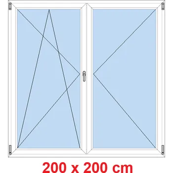 Okno Soft Dvoukřídlé balkonové dveře 200x200 cm, otevíravé a sklopné
