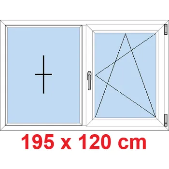 Okno Soft Dvoukřídlé plastové okno 195x120 cm, FIX+OS