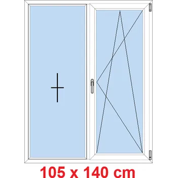 Okno Soft Dvoukřídlé plastové okno 105x140 cm, FIX+OS