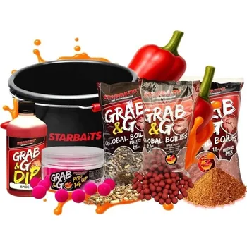 Boilies Akční Set Starbaits Kbelík Grab &amp; Go Global Strawberry Jam