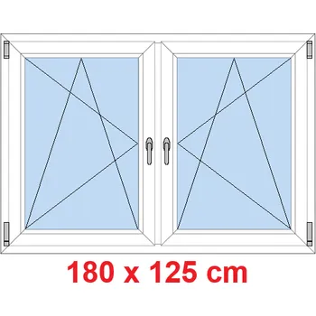 Okno Soft Dvoukřídlé plastové okno 180x125 cm, OS+OS, se sloupkem
