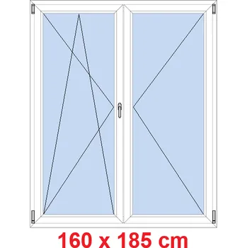 Okno Soft Dvoukřídlé balkonové dveře 160x185 cm, otevíravé a sklopné