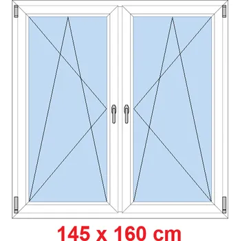 Okno Soft Dvoukřídlé plastové okno 145x160 cm, OS+OS, se sloupkem