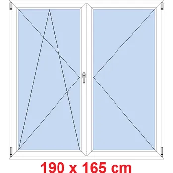 Okno Soft Dvoukřídlé balkonové dveře 190x165 cm, otevíravé a sklopné