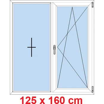 Okno Soft Dvoukřídlé plastové okno 125x160 cm, FIX+OS