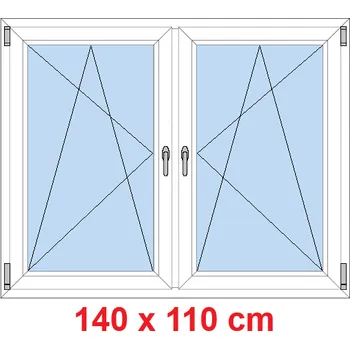 Okno Soft Dvoukřídlé plastové okno 140x110 cm, OS+OS, se sloupkem