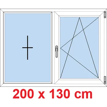 Okno Soft Dvoukřídlé plastové okno 200x130 cm, FIX+OS