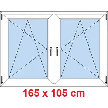 Okno Soft Dvoukřídlé plastové okno 165x105 cm, OS+OS, se sloupkem