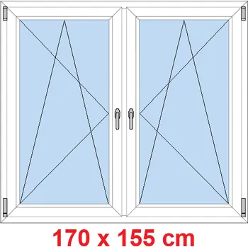 Okno Soft Dvoukřídlé plastové okno 170x155 cm, OS+OS, se sloupkem