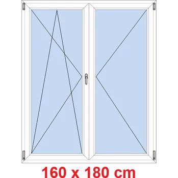 Okno Soft Dvoukřídlé balkonové dveře 160x180 cm, otevíravé a sklopné