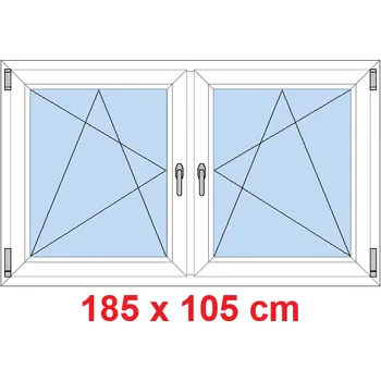 Okno Soft Dvoukřídlé plastové okno 185x105 cm, OS+OS, se sloupkem