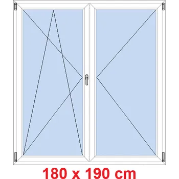Okno Soft Dvoukřídlé balkonové dveře 180x190 cm, otevíravé a sklopné