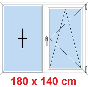 Okno Soft Dvoukřídlé plastové okno 180x140 cm, FIX+OS