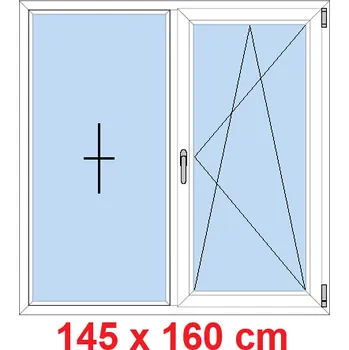 Okno Soft Dvoukřídlé plastové okno 145x160 cm, FIX+OS