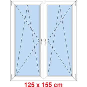 Okno Soft Dvoukřídlé plastové okno 125x155 cm, OS+OS, se sloupkem