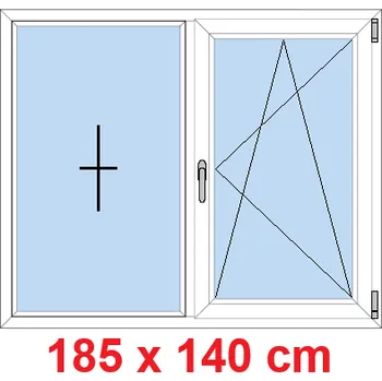 Okno Soft Dvoukřídlé plastové okno 185x140 cm, FIX+OS