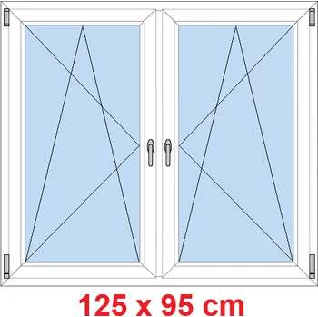 Okno Soft Dvoukřídlé plastové okno 125x95 cm, OS+OS, se sloupkem