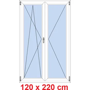 Okno Soft Dvoukřídlé balkonové dveře 120x220 cm, otevíravé a sklopné