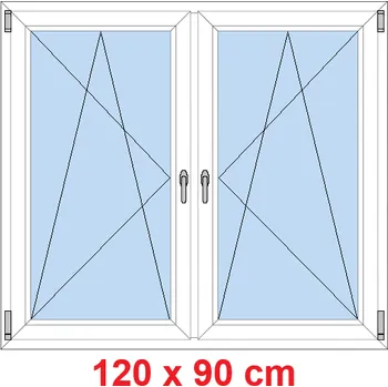Okno Soft Dvoukřídlé plastové okno 120x90 cm, OS+OS, se sloupkem