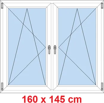 Okno Soft Dvoukřídlé plastové okno 160x145 cm, OS+OS, se sloupkem
