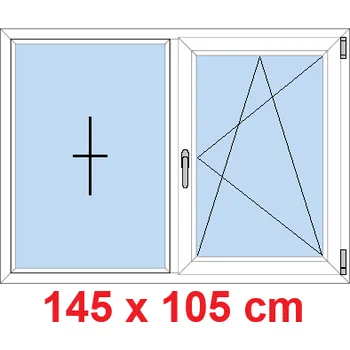 Okno Soft Dvoukřídlé plastové okno 145x105 cm, FIX+OS