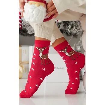 Dámské ponožky Milena ponožky sváteční 1283-030 srnka - tm. modrá, 37-41 (Vánoční ponožky)