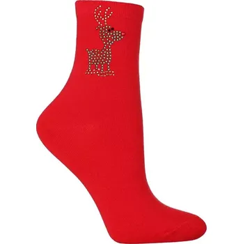 Dámská móda Dámské ponožky Sparkling Reindeer - 35-38 / červená