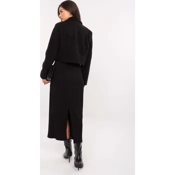 Dámský kabát Krátký elegantní černý kabát s podšívkou IT-KR-