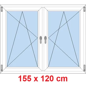 Okno Soft Dvoukřídlé plastové okno 155x120 cm, OS+OS, se sloupkem